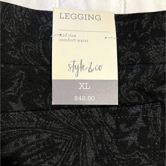 Style & Co, XL, Leggings Paisley Utopia Pattern Black, NWOT - Picture 6 of 9